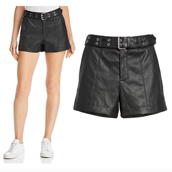 HUDSON belted leather shorts sz 25 S - Picture 1 of 6